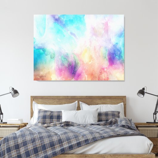 Paarse Breeze Abstract Pastel Waterverven Canvas Afdruk (Insitu (Slaapkamer))