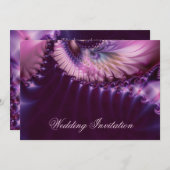 Paarse breukveer bruiloft kaart (Voorkant / Achterkant)