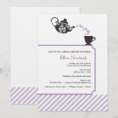 Paarse Bridal Shower Invitation - Tea Kaart (Voorkant / Achterkant)