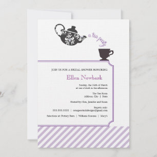 Paarse Bridal Shower Invitation - Tea Kaart