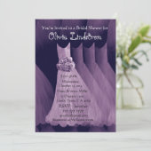 PAARSE Bridesmaïde jurken Bridal Showuitnodiging Kaart (Staand voorkant)