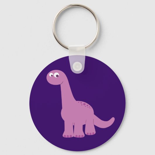 Paarse Brontosaurus Dinosaur Sleutelhanger (Voorkant)