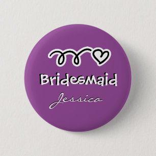 Paarse bruidsmeisje knopen gepersonaliseerde naa ronde button 5,7 cm