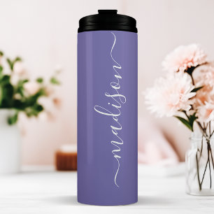 Paarse bruidsmeisje stijlvolle handtekening script thermosbeker