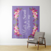 Paarse bruiloft achtergrond receptie Photo Booth P Wandkleed (In situ)