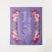 Paarse bruiloft achtergrond receptie Photo Booth P Wandkleed (Voorkant)