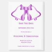 Paarse bruiloft Bewaar de datum magneet klokken li (Voorkant)