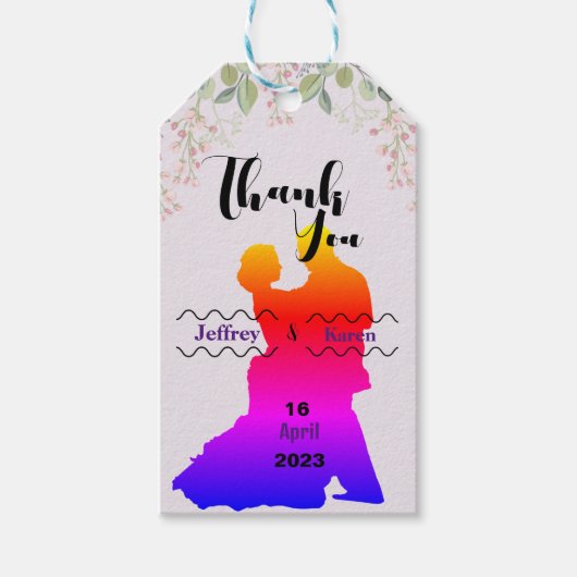 Paarse bruiloft cadeaulabel (Voorkant)