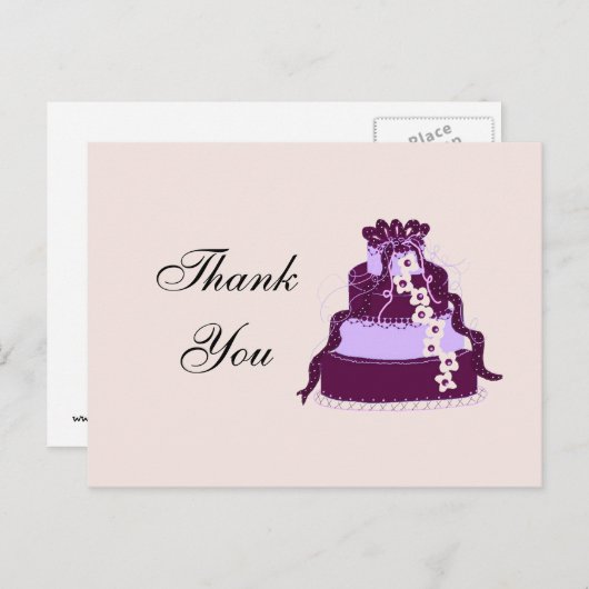 Paarse bruiloft Cake Dank u Briefkaart (Voorkant / Achterkant)