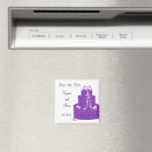 Paarse bruiloft Cake Save the Date Magneet (Insitu (Vaatwasser))