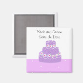 Paarse bruiloft Cake Save the Date Magneet (Voorkant / Achterkant)