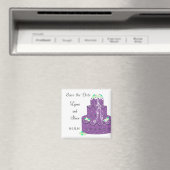 Paarse bruiloft Cake Save the Date Magneet (Insitu (Vaatwasser))