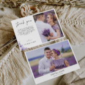 Paarse bruiloft dank u kaart