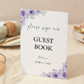 Paarse bruiloft gastenboek teken Sjabloon Kaart