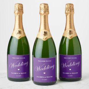 Paarse bruiloft mousserende wijn label sparkling wijnetiket