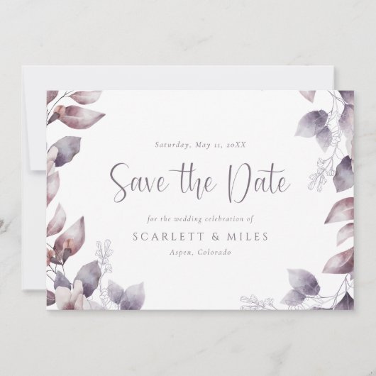 Paarse Bruiloft Save The Date (Voorkant)