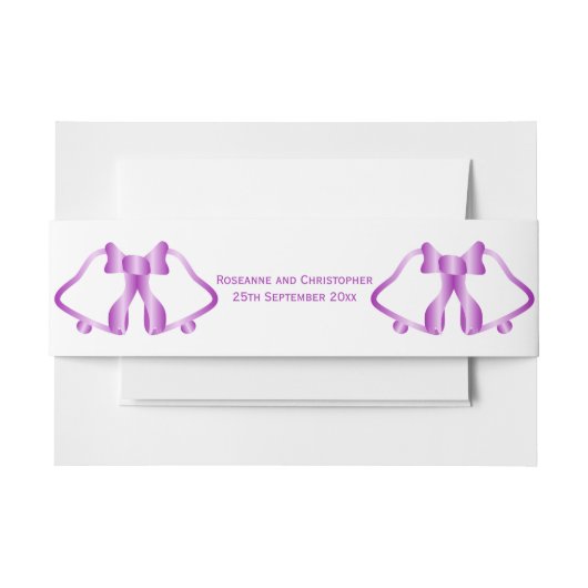 Paarse bruiloft uitnodiging buik band klokken lint uitnodigingen wikkel (Voorkant Voorbeeld)