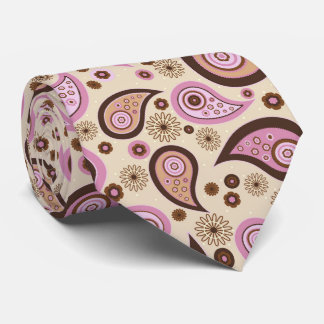 Paarse bruine beige elegante paisley stropdas