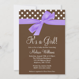 Paarse bruine polaire dot baby Shower-uitvindinge Kaart