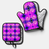 Paarse bubbels op print ovenwant & pannenlap set (Voorkant / Achterkant)