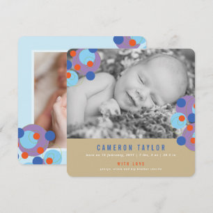 Paarse Bubble Circles Baby Boy Geboorteaankondigin Aankondiging