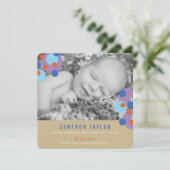 Paarse Bubble Circles Baby Boy Geboorteaankondigin Aankondiging (Staand voorkant)