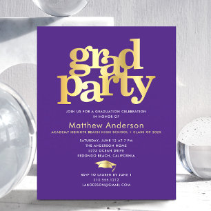 Paarse budget goud afstudeerder pet modern feest u