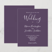 Paarse Budget Moderne Manuscript Wedding Uitnodigi (Voorkant / Achterkant)