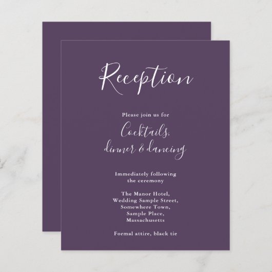 Paarse budgetvriendelijke reclamebrochure voor mod (Voorkant / Achterkant)