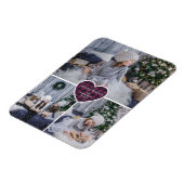 Paarse Buffalo Plaid Hart Foto Vrolijk Kerstfeest Magneet (Linkerzijde)