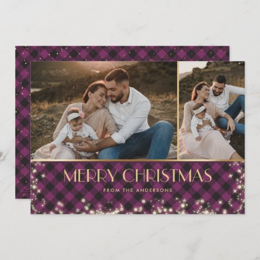 Paarse Buffalo Pset Gold met Kerstmis Feestdagenkaart (Voorkant / Achterkant)