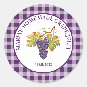 Paarse buffelcheque Homemade Grape Jelly of Jam Ronde Sticker