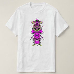 Paarse buitenaardse eekhoorn met knipperende panne t-shirt