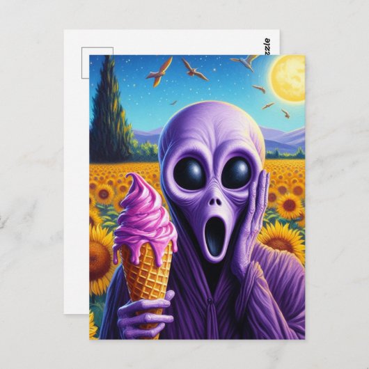 Paarse buitenaardse schreeuwen in Van Gogh Zonnebl Briefkaart (Voorkant / Achterkant)