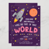 Paarse buitenruimte - uitnodiging op zondag met fo (Voorkant / Achterkant)