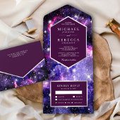 Paarse buitenste ruimtevaart all in one uitnodiging