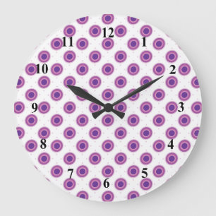 Paarse Bullseye Target Polka Dot Round Circles Grote Klok