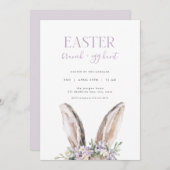 Paarse Bunny Easter Brunch & Egg Hunt Uitnodiging (Voorkant / Achterkant)