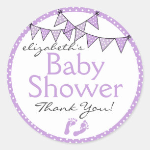 Paarse Bunting en Polka Dots Ronde Sticker