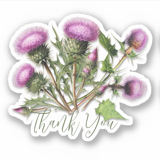 Paarse Burdock Herbal Dank u Sticker (Voorkant)