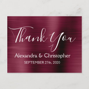 Paarse Burgundy Elegant Weddenschap Dank je Briefkaart