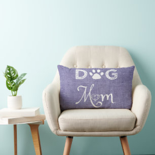 Paarse Burlap Dog Mam Lumbar Pillow Kussen
