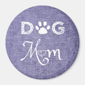 Paarse Burlap Dog Mam Magnet Magneet (Voorkant)