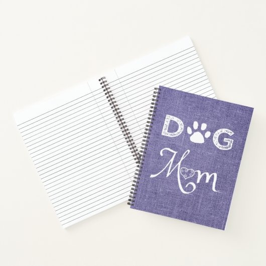 Paarse Burlap Dog Mam Notitieboek (Binnen)