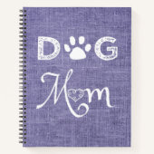 Paarse Burlap Dog Mam Notitieboek (Voorkant)