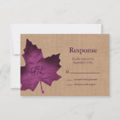 Paarse Burlap Monogrammed RSVP (Voorkant)