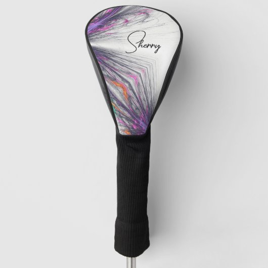 Paarse Butterflies Abstract Golfheadcover (Voorkant)
