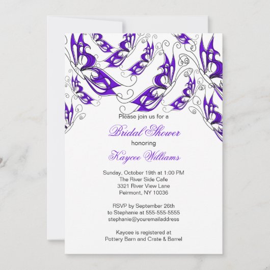 Paarse Butterflies Bridal Shower Kaart (Voorkant)