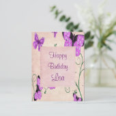 Paarse Butterflies Briefkaart (Staand voorkant)