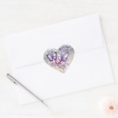 Paarse Butterflies Hart Sticker (Envelop)